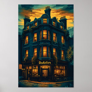 Poster Illustration de voyage d'art Vintage Dublin Irland