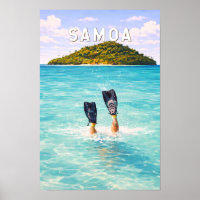 Illustration de voyage d'art vintage Samoa