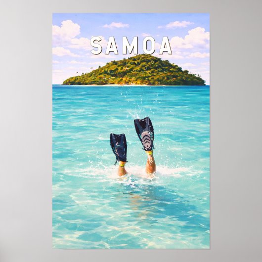 Poster Illustration de voyage d'art vintage Samoa (Devant)