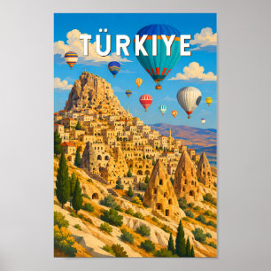 Poster Illustration de voyage d'art vintage Turquie Turki