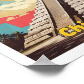 Poster Illustration de voyage de Chichen Itza Mexico Pop  (Coin)