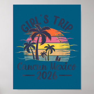 Poster Illustration de voyage de filles à la plage de Can