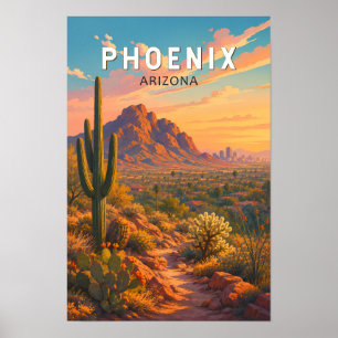Poster Illustration de voyage de Phoenix Arizona Art vint