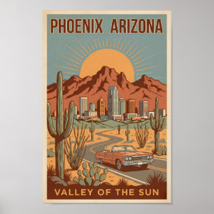 Poster Illustration de voyage de Phoenix Arizona Soleil A