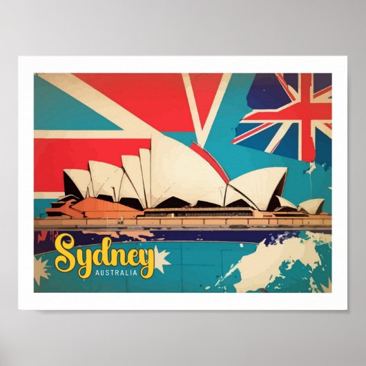 Poster Illustration de voyage de Sydney Australia Pop Art (Devant)