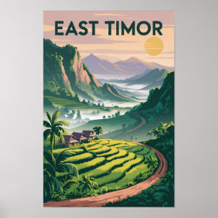 Poster Illustration de voyage des champs du Timor orienta