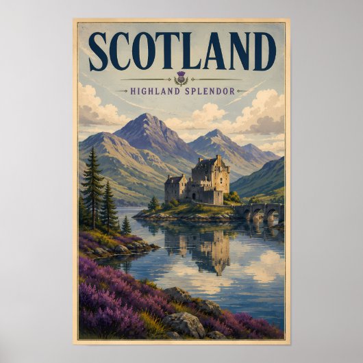 Poster Illustration de voyage des Highlands écossais (Devant)