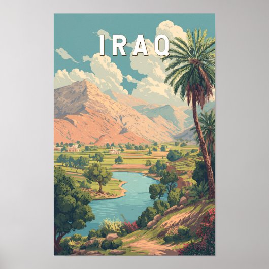 Poster Illustration de voyage d'Irak Art vintage (Devant)