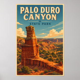 Poster Illustration de voyage du canyon de Palo Duro au T
