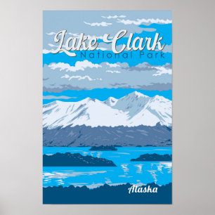 Poster Illustration de voyage du parc national de Lake Cl