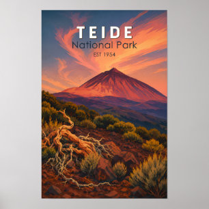 Poster Illustration de voyage du parc national de Teide e