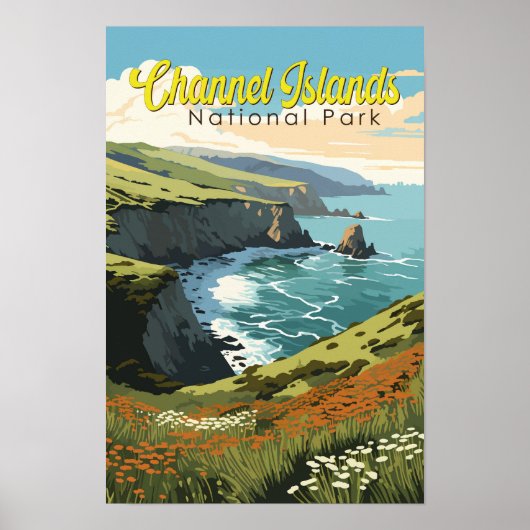 Poster Illustration de voyage du parc national des Channe (Devant)