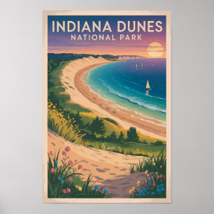 Poster Illustration de voyage du parc national des dunes