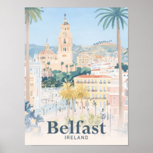 Poster Illustration de voyage en aquarelle Belfast Irland