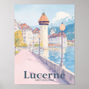 Poster Illustration de voyage en aquarelle Lucerne Suisse