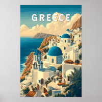 Illustration de voyage en Grèce Art vintage