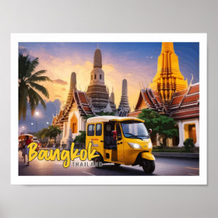 Poster Illustration de voyage en pop art à Bangkok Thaïla