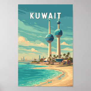 Poster Illustration de voyage Koweït vintage