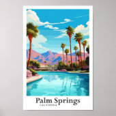 Poster Illustration de voyage Palm Springs en Californie (Devant)