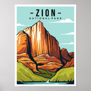 Poster Illustration de voyage Parc national de Zion Utah