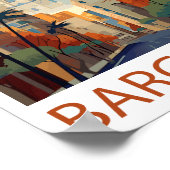 Poster Illustration de voyage rétro à Barcelone (Coin)