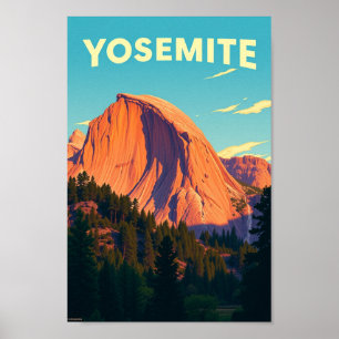 Poster Illustration de voyage rétro Yosemite Californie