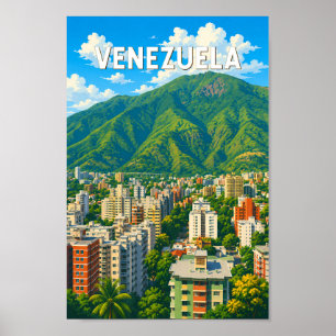 Poster Illustration de voyage Vénézuela Art Vintage