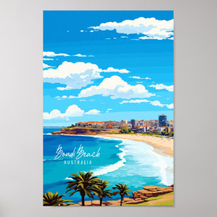 Poster Illustration de voyage vintage Bondi Beach Austral
