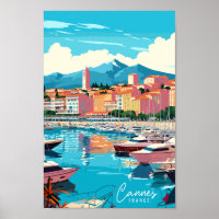 Illustration de voyage vintage Cannes France