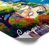 Poster Illustration de voyage vintage Capri Italie (Coin)