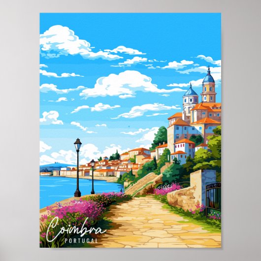 Poster Illustration de voyage vintage Coimbra Portugal (Devant)