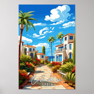 Poster Illustration de voyage vintage Costa del sol Espag