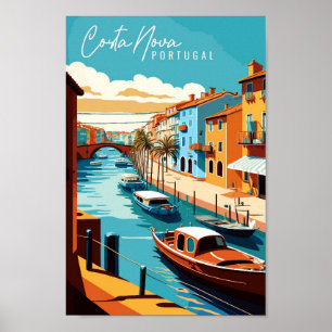 Poster Illustration de voyage vintage Costa Nova Portugal