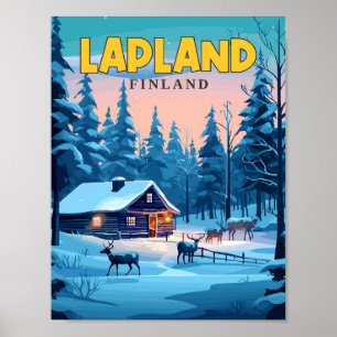Poster Illustration de voyage vintage de la Finlande de L