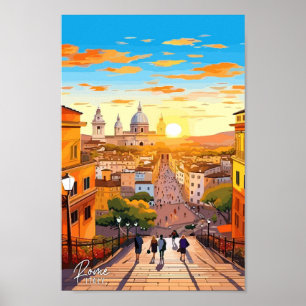 Poster Illustration de voyage vintage de la ville de Rome
