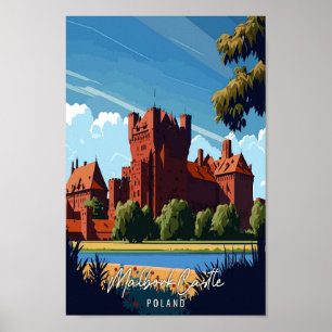 Poster Illustration de voyage vintage de Malbork Castle P