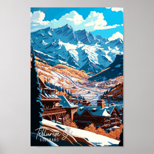 Poster Illustration de voyage vintage de Telluride Ski Co