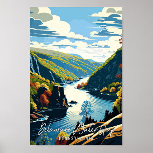 Poster Illustration de voyage vintage Delaware Water Gap