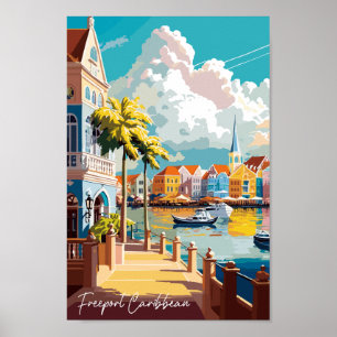 Poster Illustration de voyage vintage des Caraïbes Freepo