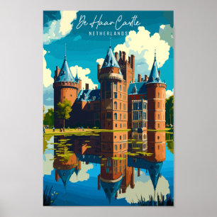 Poster Illustration de voyage vintage du château de Haar