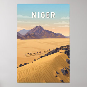 Poster Illustration de voyage vintage du Niger