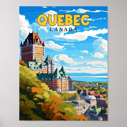 Poster Illustration de voyage vintage du Québec Canada (Devant)