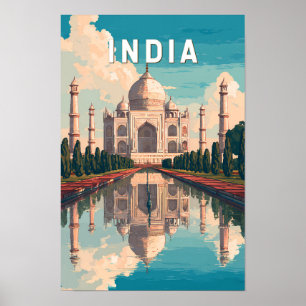 Poster Illustration de voyage vintage en Inde