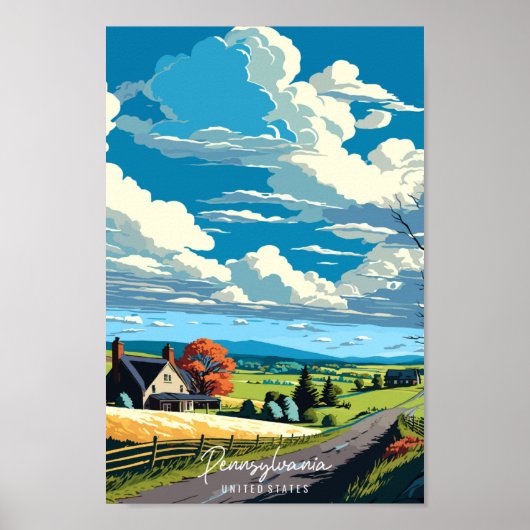 Poster Illustration de voyage vintage en Pennsylvanie USA (Devant)