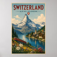 Illustration de voyage vintage en Suisse
