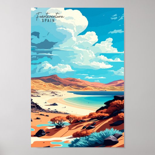 Poster Illustration de voyage vintage Fuerteventura Espag (Devant)