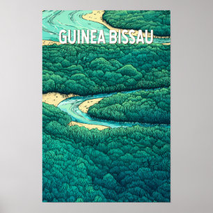 Poster Illustration de voyage vintage Guinée-Bissau