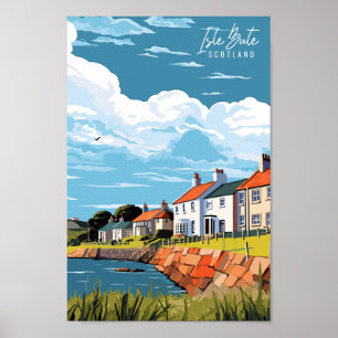 Poster Illustration de voyage vintage Isle Bute Scotland
