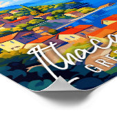 Poster Illustration de voyage vintage Ithaca Grèce (Coin)