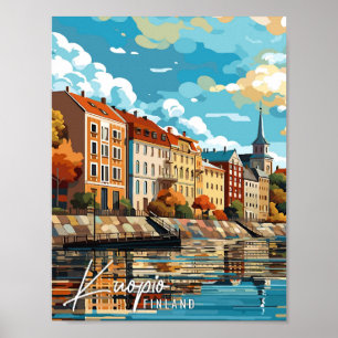 Poster Illustration de voyage vintage Kuopio Finlande
